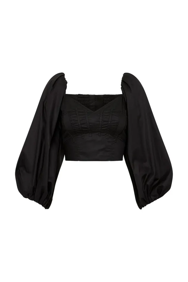 Hester Corsetted Top Black Women Aje Tops