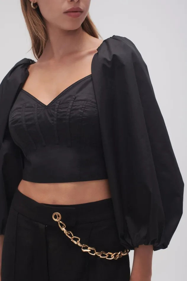 Hester Corsetted Top Black Women Aje Tops