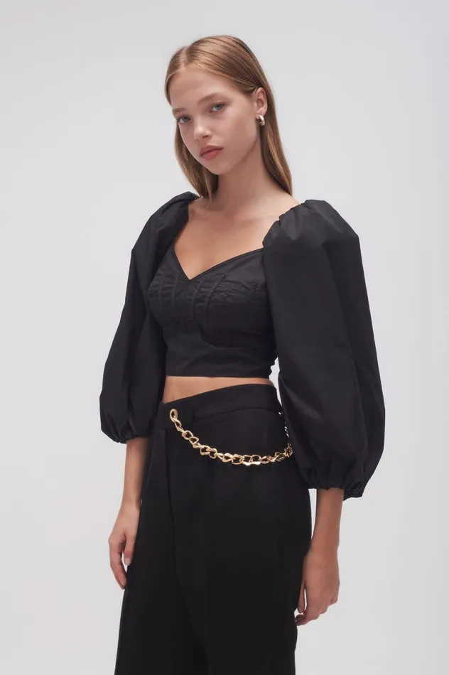 Hester Corsetted Top Black Women Aje Tops