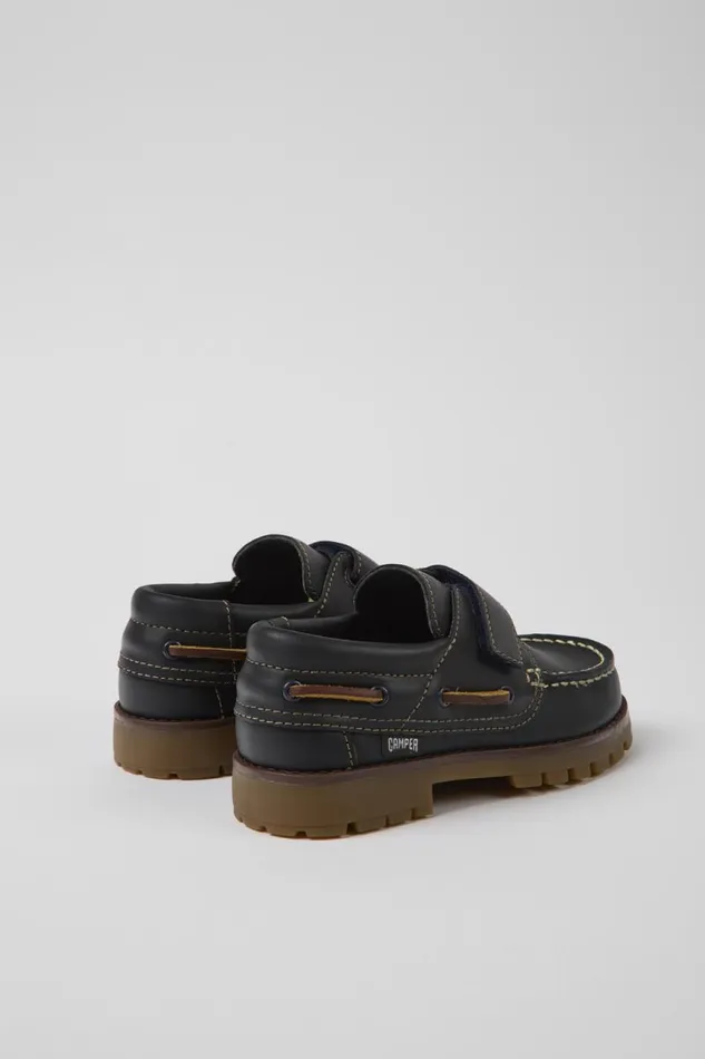 Hook And Loop Kids Camper Compas Dark Blue Leather Shoes Hook And Loop Kids Camper Compas Dark Blue Leather Shoes