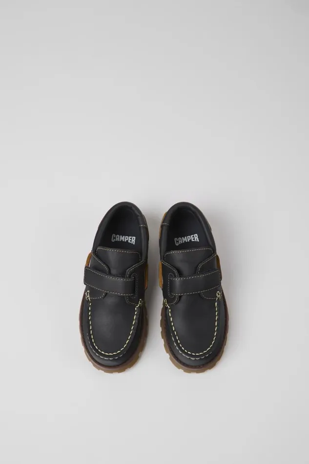Hook And Loop Kids Camper Compas Dark Blue Leather Shoes Hook And Loop Kids Camper Compas Dark Blue Leather Shoes
