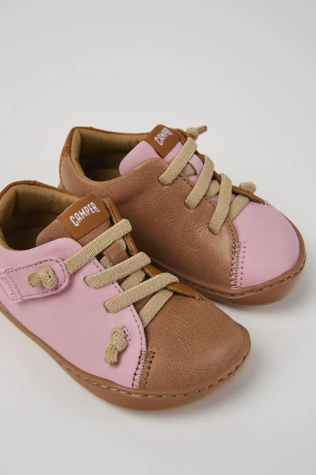 Hook And Loop Kids Camper Twins Multicolor Leather Shoes
