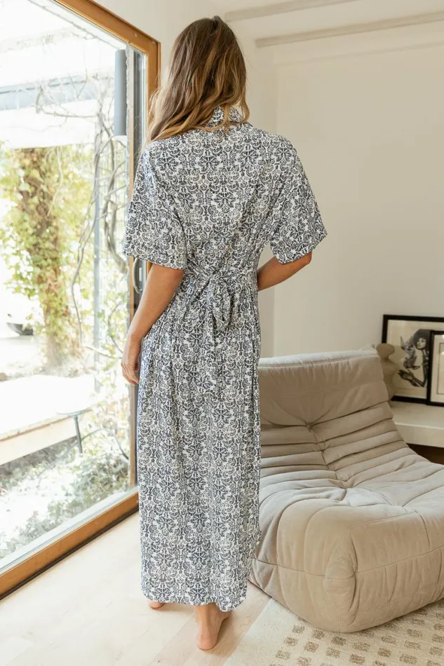 Indie Printed Midi Dress Blue Women Bohme Dresses