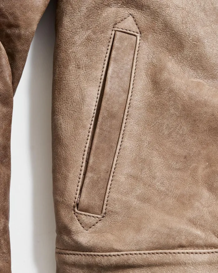 Jackets and Outerwear Men Billy Reid Bishop Leather Jacket Taupe