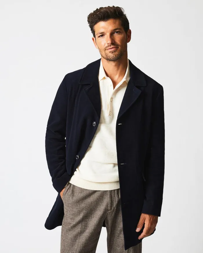 Jackets and Outerwear Men Billy Reid Lancaster Coat Carbon Blue