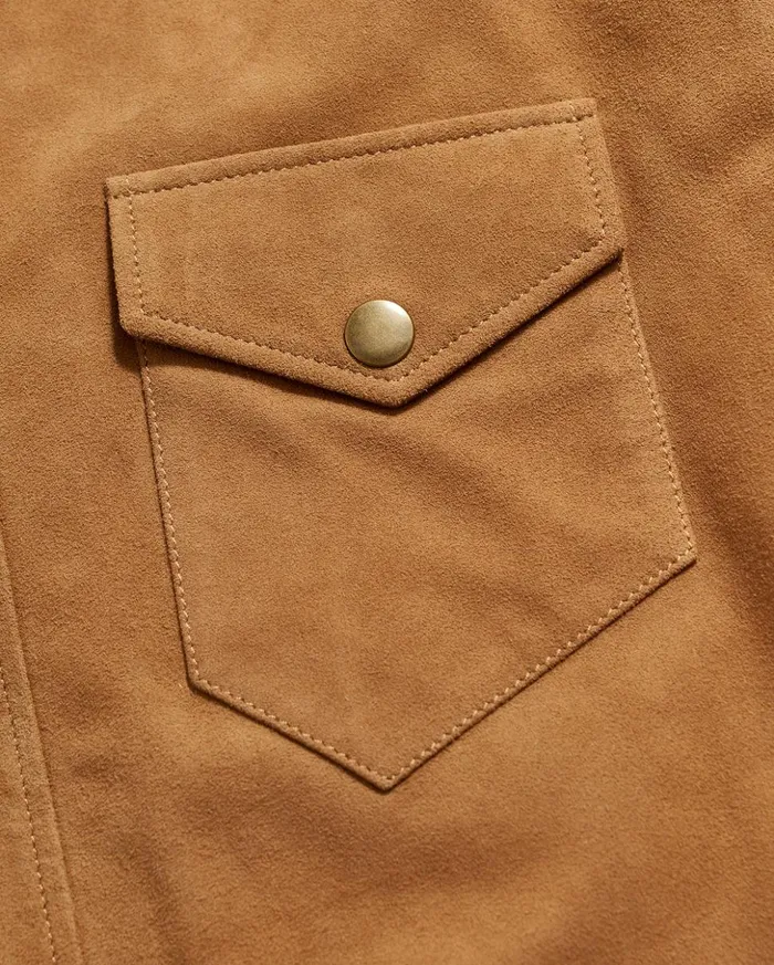 Jackets and Outerwear Men Billy Reid Savoy Suede Workshirt Camel