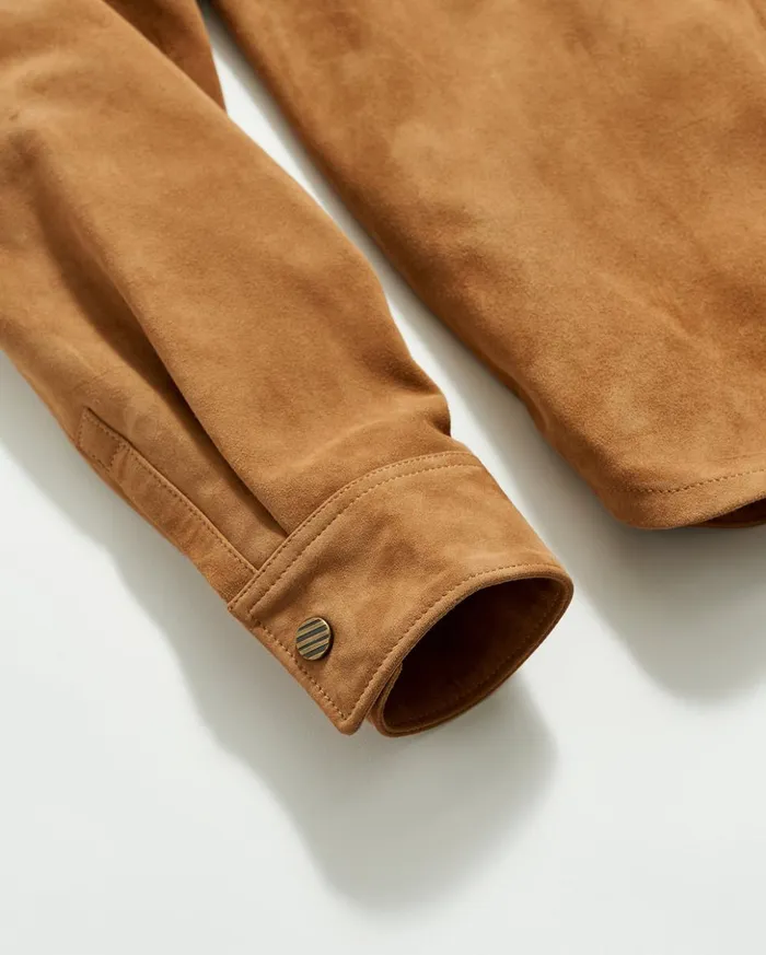 Jackets and Outerwear Men Billy Reid Savoy Suede Workshirt Camel