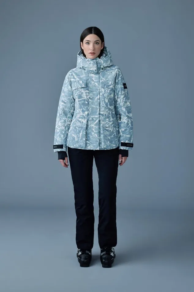 Jackets Women Mackage ICLYNFP Frost Print Down Ski Jacket Sky Blue Frost