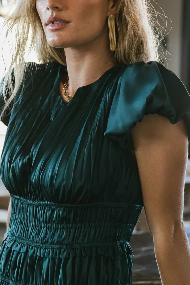 Julianne Pleated Dress In Teal Teal Women Bohme Dresses