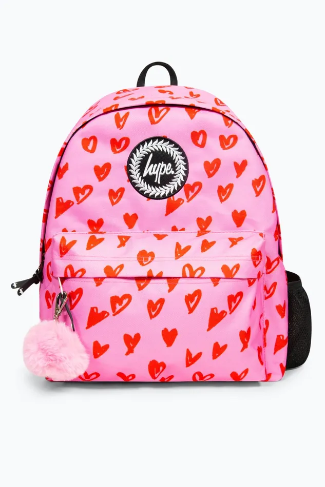 Just Hype Backpacks Hype Girls Iconic Scribble Hearts Pink Backpack