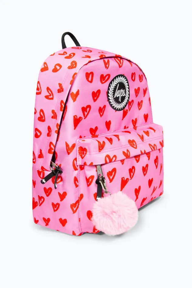 Just Hype Backpacks Hype Girls Iconic Scribble Hearts Pink Backpack