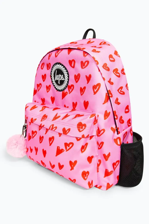 Just Hype Backpacks Hype Girls Iconic Scribble Hearts Pink Backpack