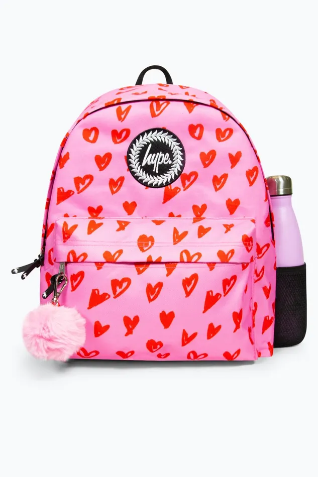 Just Hype Backpacks Hype Girls Iconic Scribble Hearts Pink Backpack
