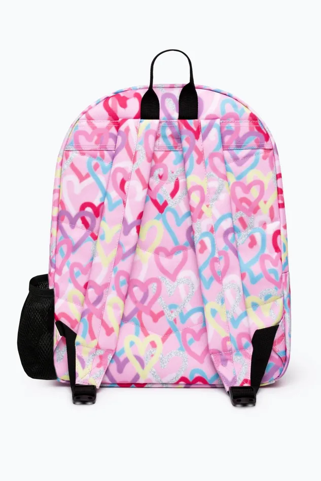 Just Hype Backpacks Hype Girls Pink Graffiti Hearts Iconic Backpack