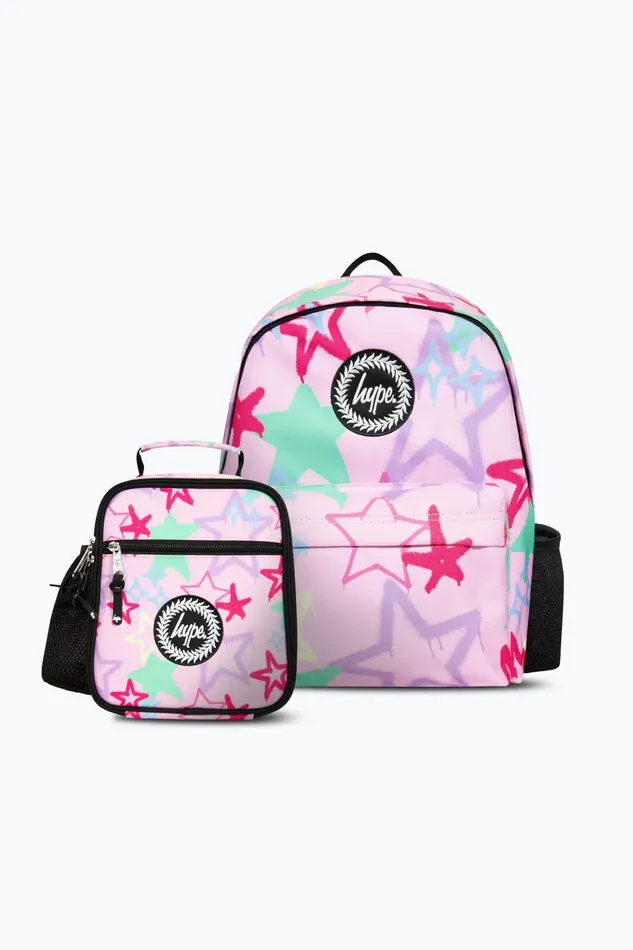 Just Hype Bundles Hype Girls Pink Graffiti Stars Backpack and Lunch Bag Bundle