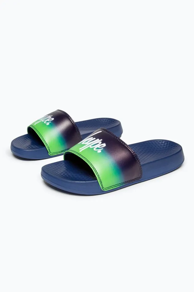 Just Hype Footwear Hype Kids Unisex Green Lime Fade Script Sliders