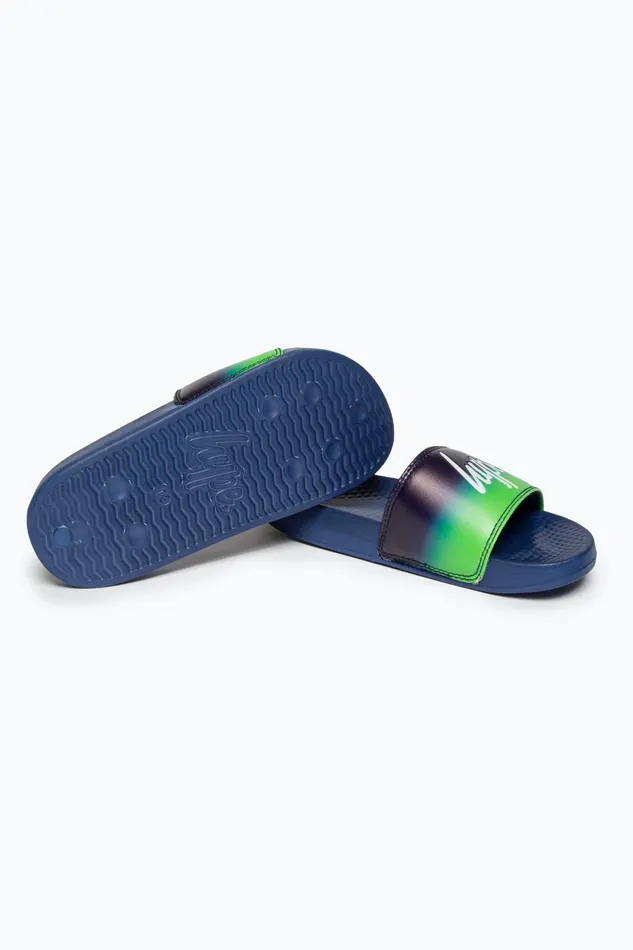 Just Hype Footwear Hype Kids Unisex Green Lime Fade Script Sliders