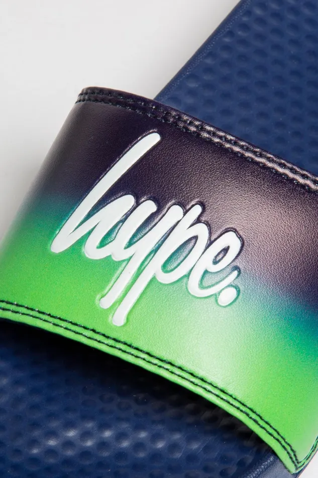 Just Hype Footwear Hype Kids Unisex Green Lime Fade Script Sliders