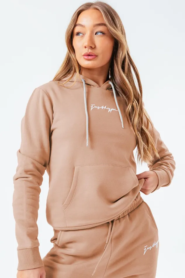 Just Hype Hoodies and Sweatshirts Hype Womens Tan Scribble Hoodie