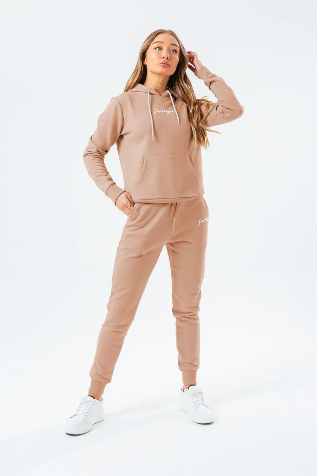 Just Hype Hoodies and Sweatshirts Hype Womens Tan Scribble Hoodie