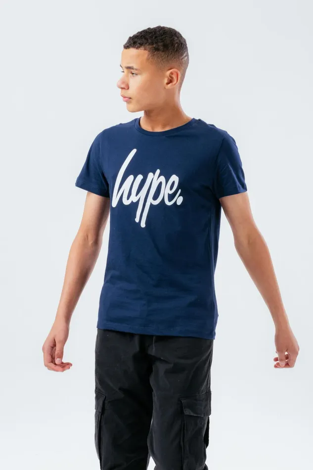 Just Hype TShirts and Vests Hype Unisex Kids Navy Script TShirt