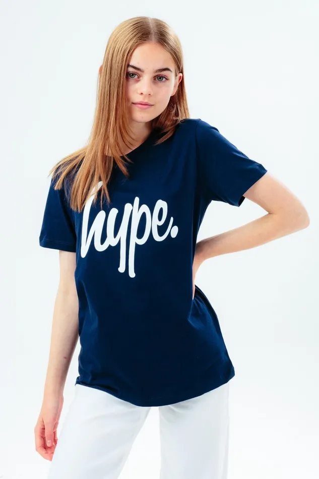 Just Hype TShirts and Vests Hype Unisex Kids Navy Script TShirt