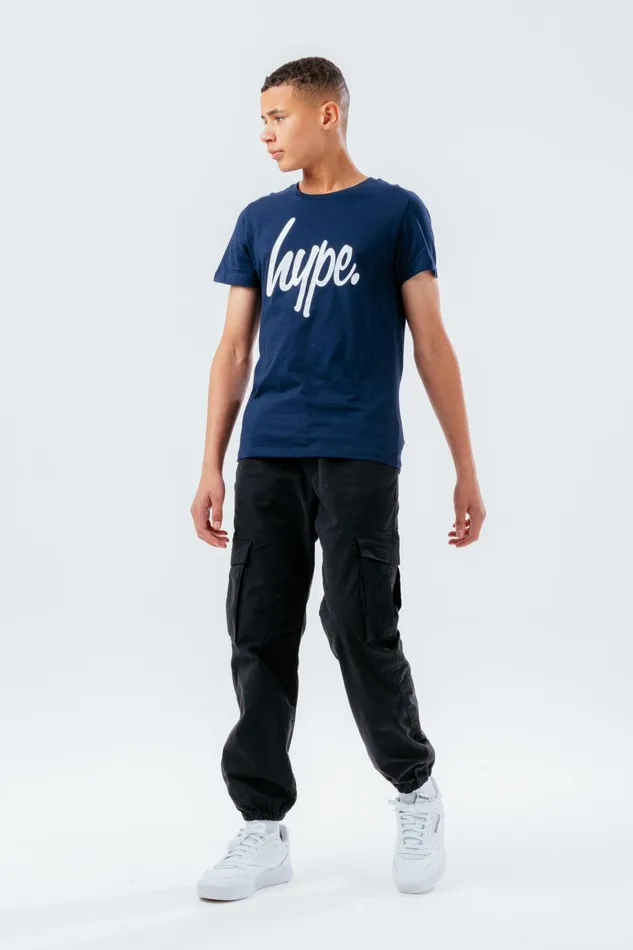 Just Hype TShirts and Vests Hype Unisex Kids Navy Script TShirt