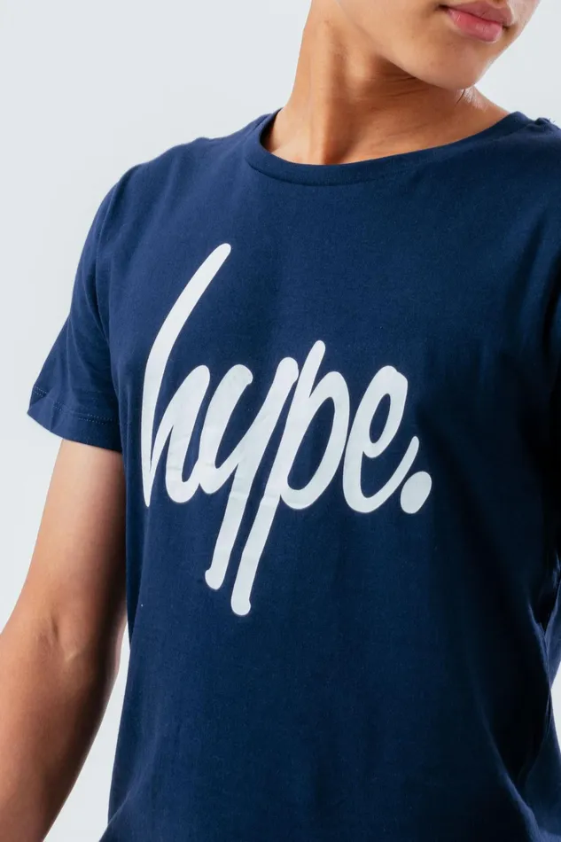 Just Hype TShirts and Vests Hype Unisex Kids Navy Script TShirt