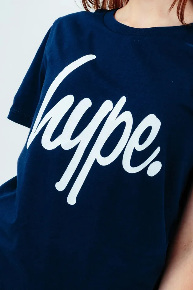 Just Hype TShirts and Vests Hype Unisex Kids Navy Script TShirt