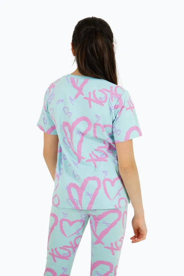 Just Hype TShirts Hype Girls Light Blue Heart Xoxo TShirt