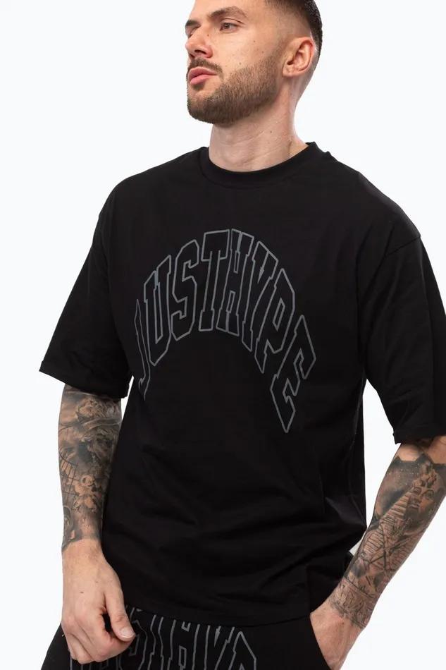Just Hype TShirts Justhype Mens Black College Outline TShirt