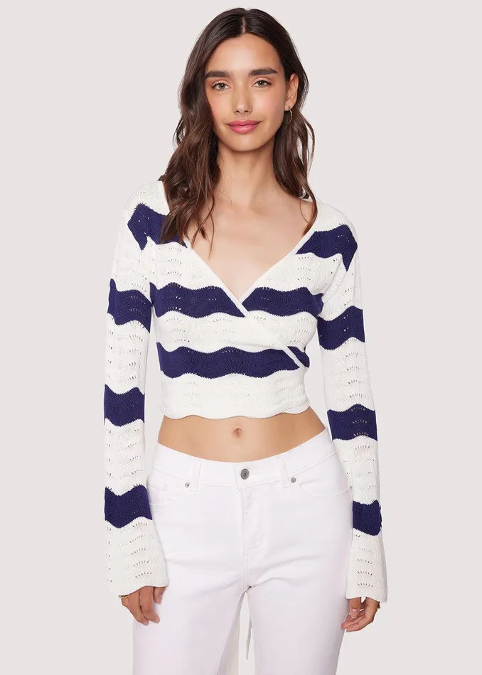 Kairi Wrap Top Creamnavy Women Lost Wander Tops