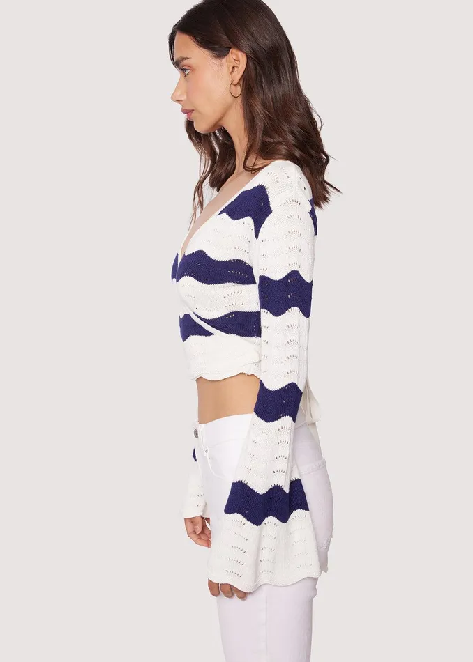 Kairi Wrap Top Creamnavy Women Lost Wander Tops