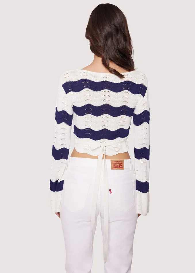 Kairi Wrap Top Creamnavy Women Lost Wander Tops