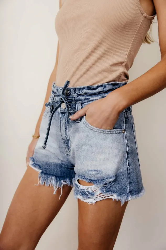 Kancan Distressed Denim Shorts 8211 FINAL SALE Medium Wash Women Bohme Shorts