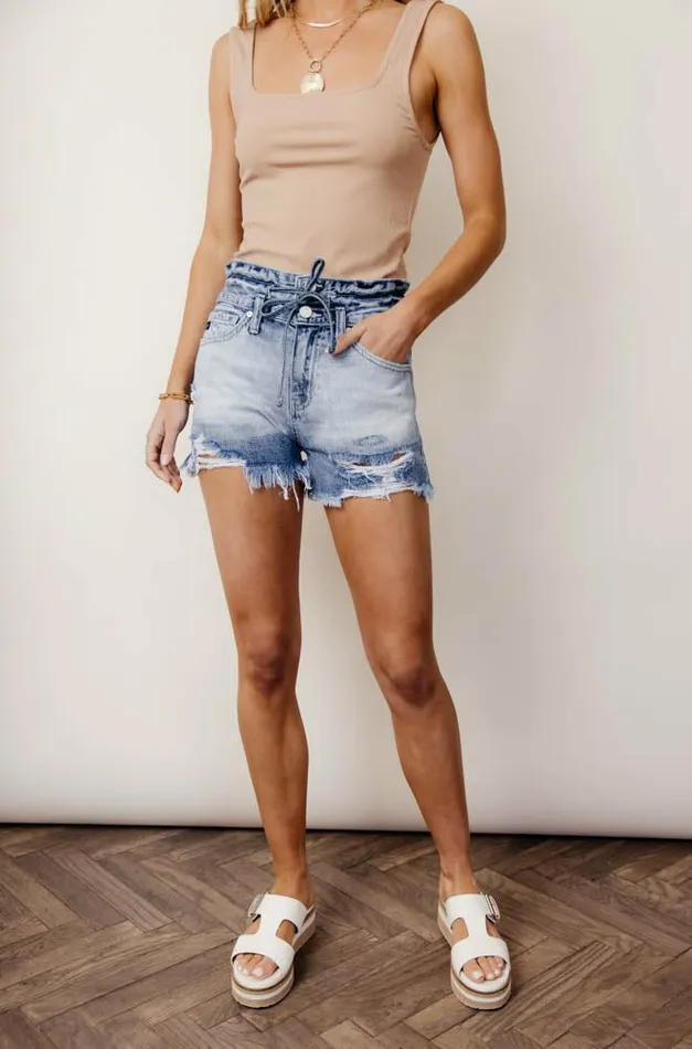 Kancan Distressed Denim Shorts 8211 FINAL SALE Medium Wash Women Bohme Shorts