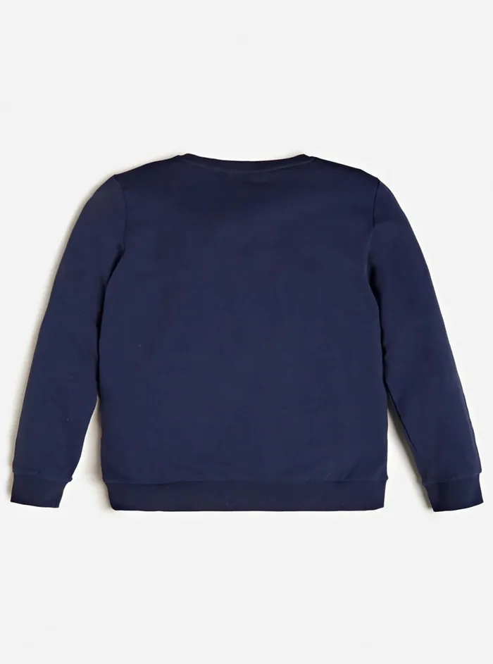 Kids Big Boy GUESS Blue Fleece Logo Active Jumper 716