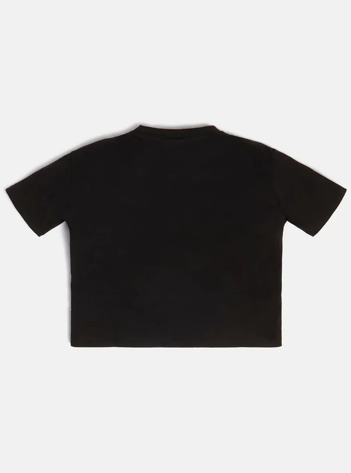 Kids Big Girl GUESS Black Metallic Midi Logo Tshirt 816