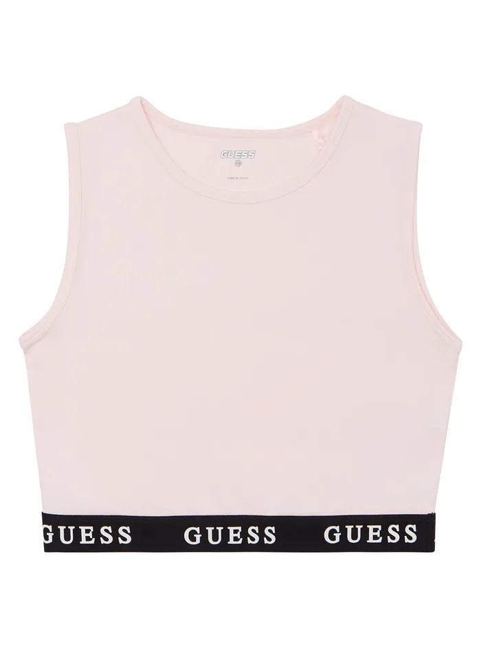 Kids Big Girl GUESS Pink Logo Active Top 816