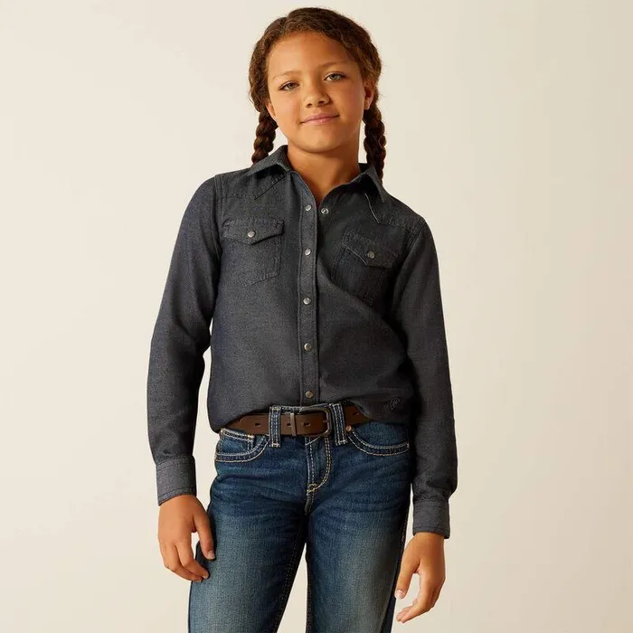 Kids Button Down Shirts Ariat Chambray Shirt Medium Blue