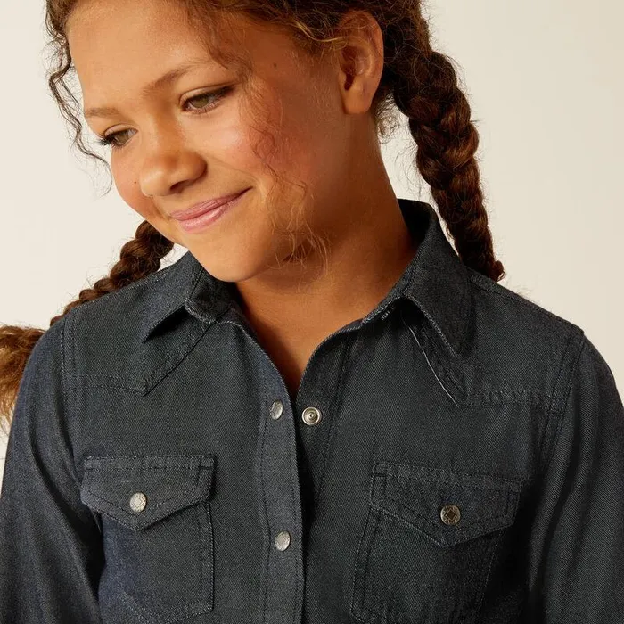 Kids Button Down Shirts Ariat Chambray Shirt Medium Blue