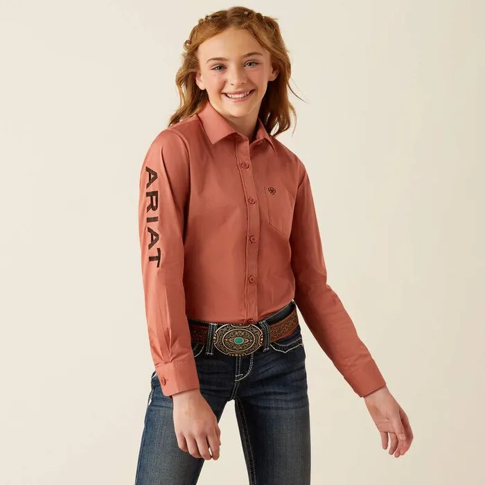 Kids Button Down Shirts Ariat Team Kirby Shirt Light Mahogany