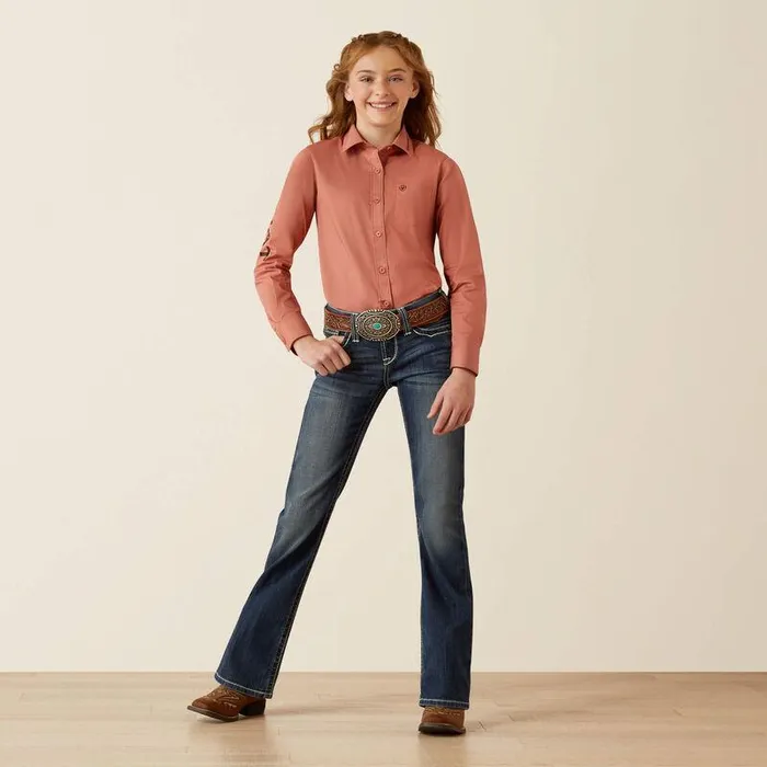 Kids Button Down Shirts Ariat Team Kirby Shirt Light Mahogany