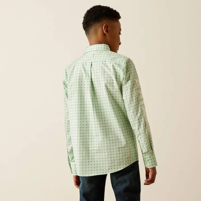Kids Button Down Shirts Ariat Team Pierson Classic Fit Shirt Light Greenwhite Kids Button Down Shirts Ariat Team Pierson Classic Fit Shirt Light Greenwhite