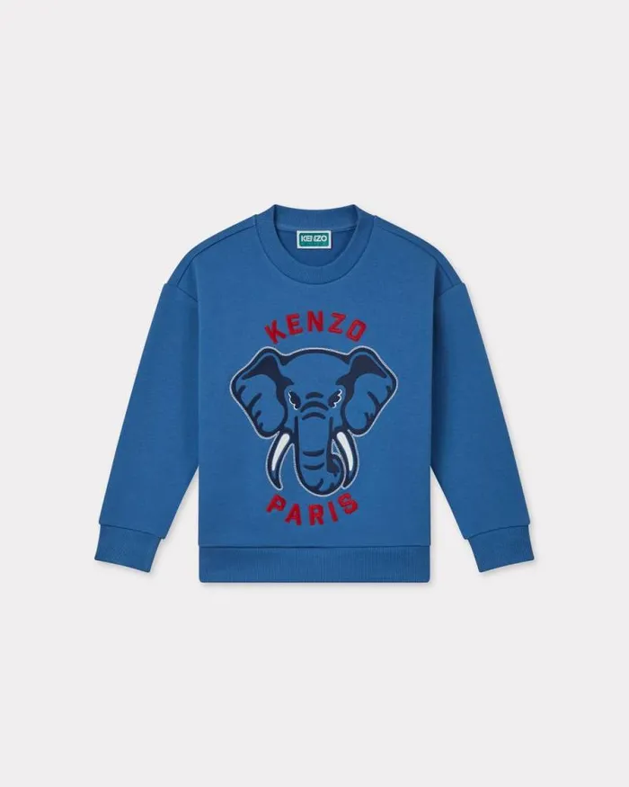 Kids Embroidered Fleece Sweatshirt Blue Kenzo Tshirts And Sweatshirts