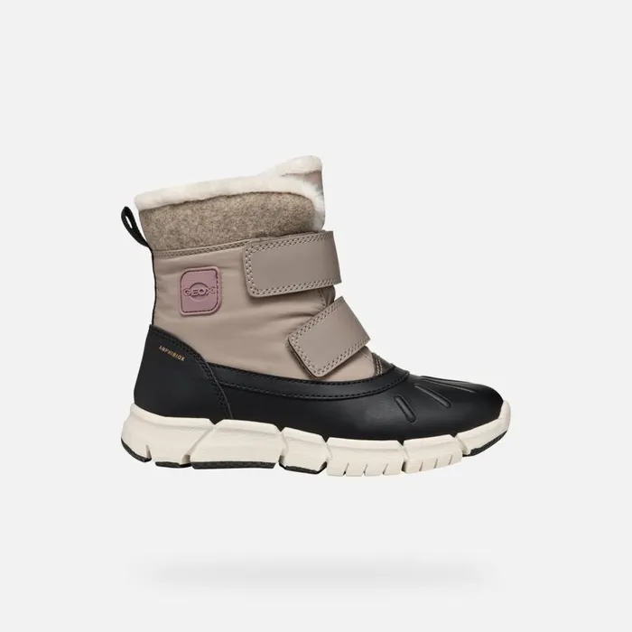 Kids Geox Ankle Boots FLEXYPER ABX GIRL Dark BeigeBlack Mid Calf Boots Dark Beigeblack