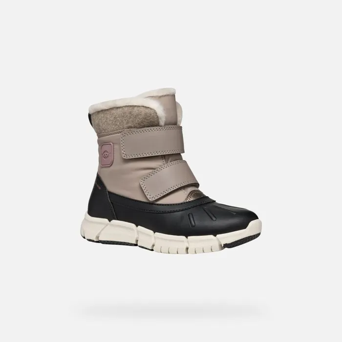 Kids Geox Ankle Boots FLEXYPER ABX GIRL Dark BeigeBlack Mid Calf Boots Dark Beigeblack