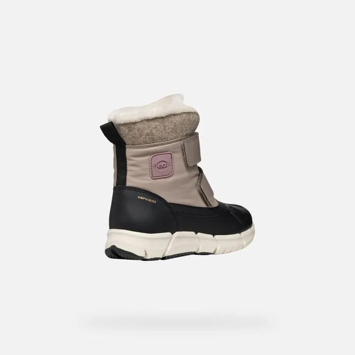 Kids Geox Ankle Boots FLEXYPER ABX GIRL Dark BeigeBlack Mid Calf Boots Dark Beigeblack