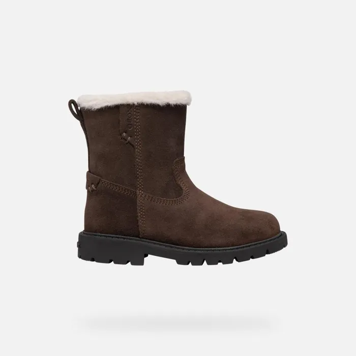 Kids Geox Ankle Boots SHAYLAX GIRL Chestnut Mid Calf Boots Chestnut