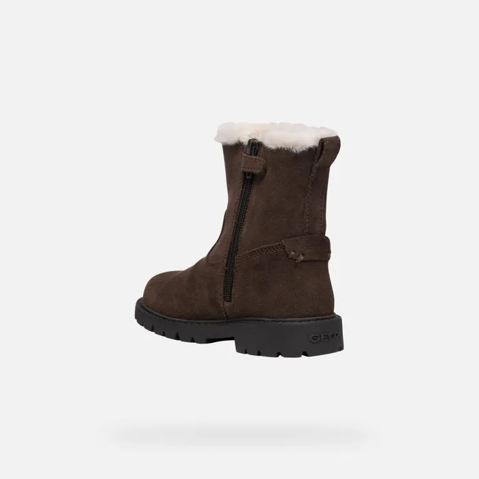 Kids Geox Ankle Boots SHAYLAX GIRL Chestnut Mid Calf Boots Chestnut